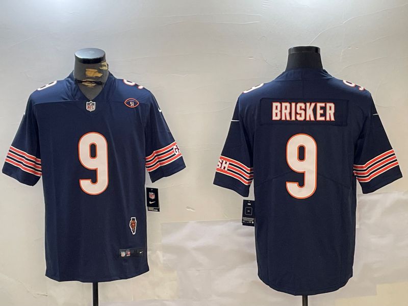 Men Chicago Bears #9 Brisker Blue 2024 Nike Limited NFL Jersey style 1